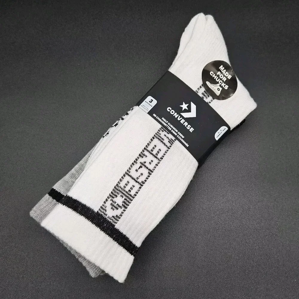 Converse Chuck Taylor Men's 6-12 Half Cushion Logo Crew Socks 3 Pair‎ Pack Multi